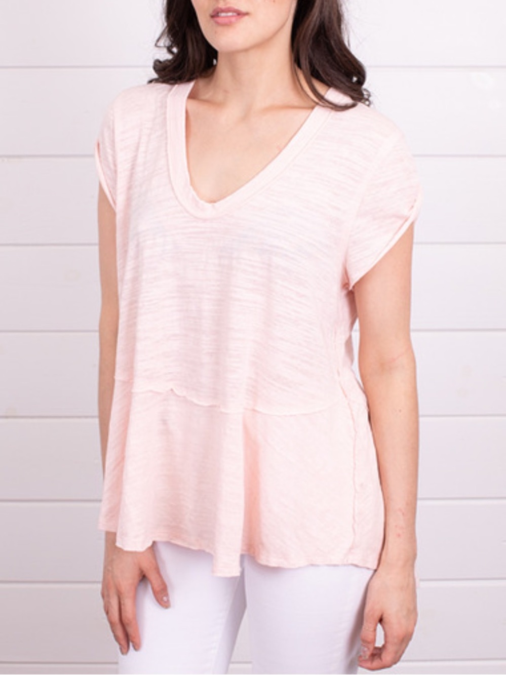 We The Free Slub Knit Peplum Sleeveless Top in Light Pink Size Small